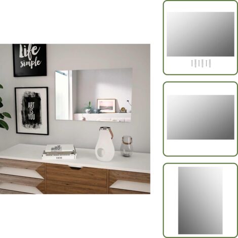 The Living Store Espejo de pared rectangular vidrio 60x40 cm - Espejo rectangular