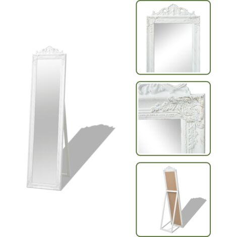 The Living Store Espejo de pie estilo barroco blanco 160x40 cm - Espejo barroco