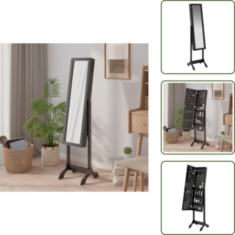 The Living Store Espejo de pie negro 34x37x146 cm - Espejo negro