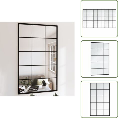 The Living Store Espejos de pared 3 uds metal negro 100x60 cm - Espejos decorativos
