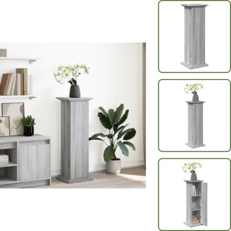 The Living Store Espositore con Portaoggetti Grigio Sonoma 31x30x90cm Truciolato - Mobile con portaoggetti