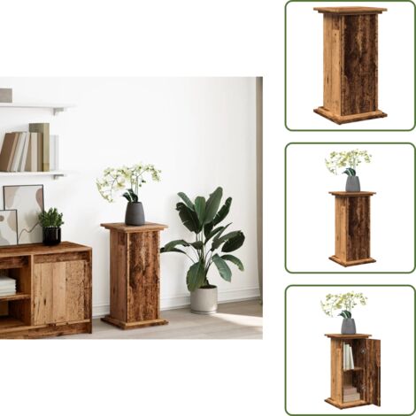 The Living Store Espositore con Portaoggetti Legno Antico 31x30x60 cm Truciolato - Mobile con ante
