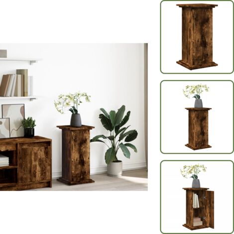 The Living Store Espositore con Portaoggetti Rovere Fumo 31x30x60cm Truciolato - Mobile con scomparti