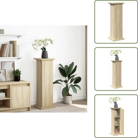 The Living Store Espositore con Portaoggetti Rovere Sonoma 31x30x90cm Truciolato - Espositore in truciolato