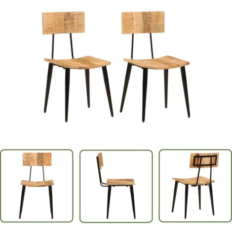 The Living Store Esszimmerstühle 2 Stk. 44x40x80 cm Massivholz Mango - Esszimmerstühle - Mangoholz Stuhl - Holzmöbel - Esstischstuhl - Vintage Stuhl