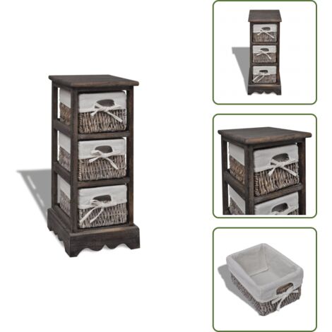 The Living Store Estante con 3 cestas tejidas de almacenamiento madera marrón - Estante con cestas