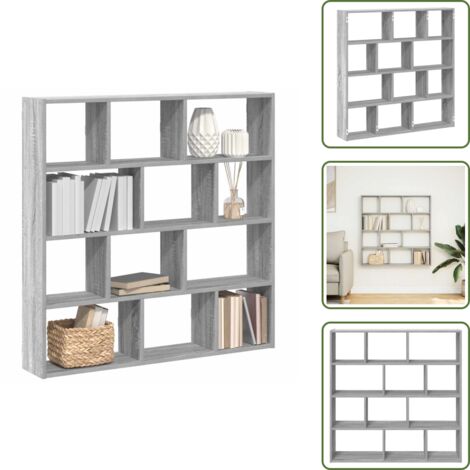 The Living Store Estante cubo de pared 12 compartimentos madera gris sonoma - Estante de madera