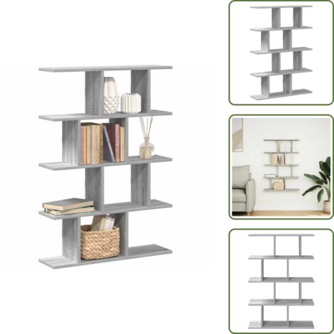 The Living Store Estante cubo de pared 12 compartimentos madera gris sonoma - Estantería de madera