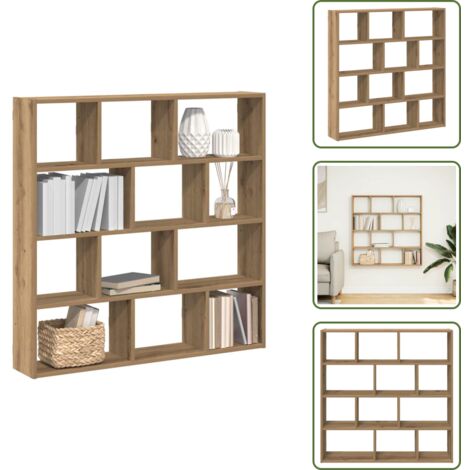 The Living Store Estante cubo de pared 12 compartimentos madera roble artisan - Estante de madera