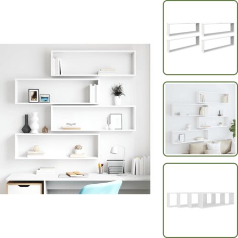 The Living Store Estante cubo de pared 4 uds madera contrachapada 100x15x30 cm - Estantería de madera