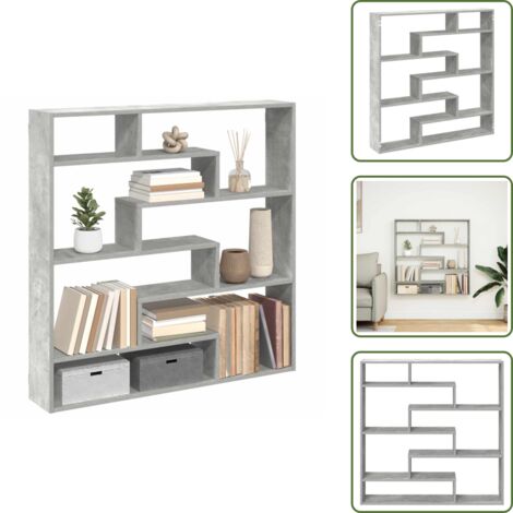 The Living Store Estante cubo de pared 7 compartimentos madera gris hormigón - Estante de madera