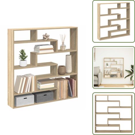 The Living Store Estante cubo de pared 7 compartimentos madera roble Sonoma - Estante de madera
