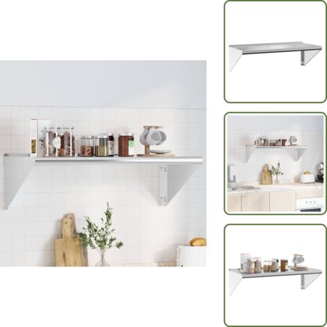 The Living Store Estante de pared acero inoxidable plateado 100x45x31 cm - Estantería de acero inoxidable