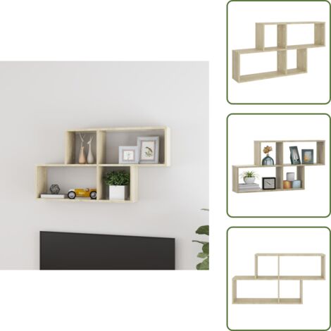 The Living Store Estante de pared madera contrachapada roble Sonoma 100x18x53 cm - Estante de madera