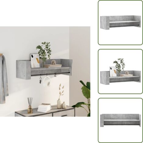 The Living Store Estante de pared madera ingeniería gris hormigón 100x35x30,5 cm - Estantería de madera