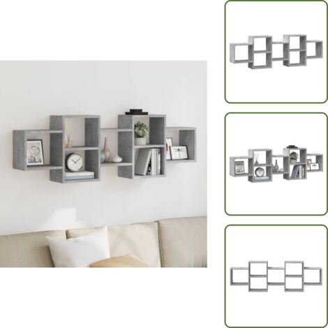 The Living Store Estante de pared madera ingeniería gris hormigón 129x18x42 cm - Estantería de madera