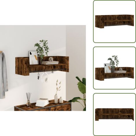 The Living Store Estante de pared madera ingeniería roble ahumado 100x35x30,5 cm - Estantería de madera