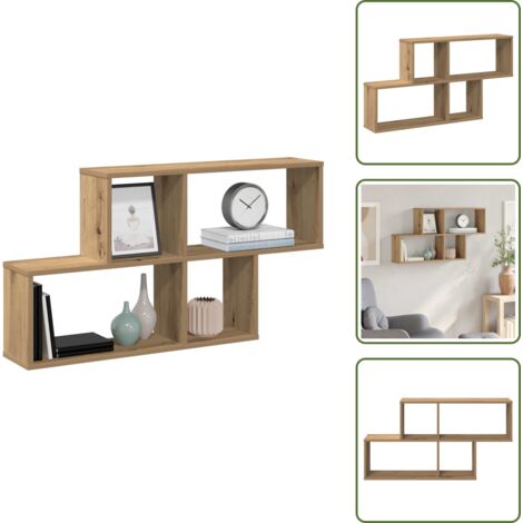 The Living Store Estante de pared madera ingeniería roble artisian 100x18x53 cm - Estantería de madera