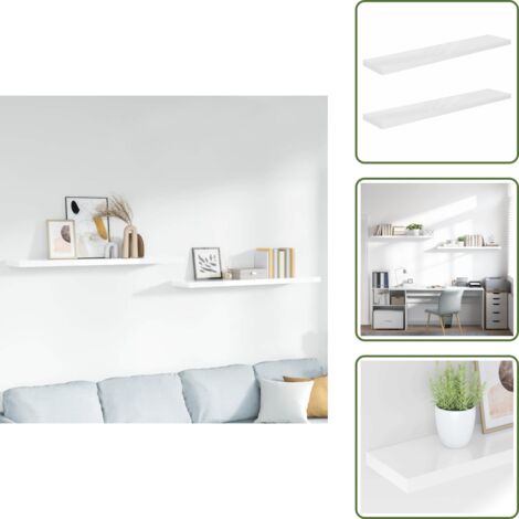 The Living Store Estante flotante pared 2 uds MDF blanco brillo 120x23,5x3,8 cm - Estantería flotante