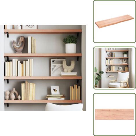 The Living Store Estante pared madera roble tratada marrón claro 100x30x(2-4) cm - Estante de madera