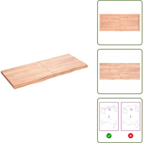 The Living Store Estante pared madera roble tratada marrón claro 120x50x(2-4) cm - Estante de madera
