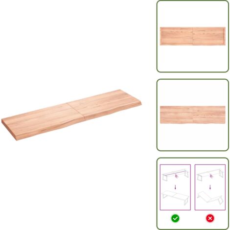 The Living Store Estante pared madera roble tratada marrón claro 180x50x(2-6) cm - Estante de madera