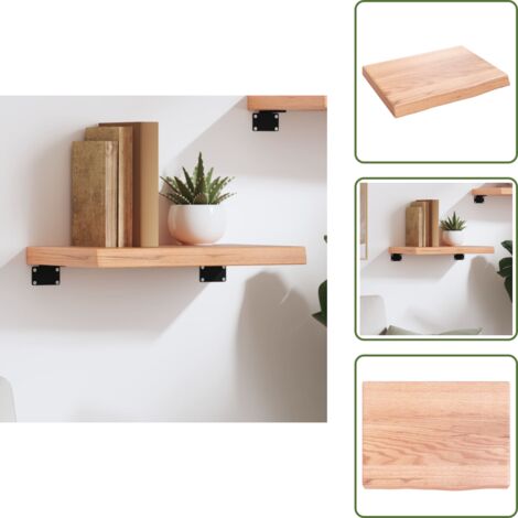 The Living Store Estante pared madera roble tratada marrón claro 40x30x(2-4) cm - Estante de madera