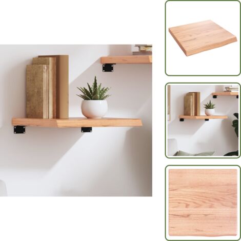 The Living Store Estante pared madera roble tratada marrón claro 40x40x(2-4) cm - Estante de madera