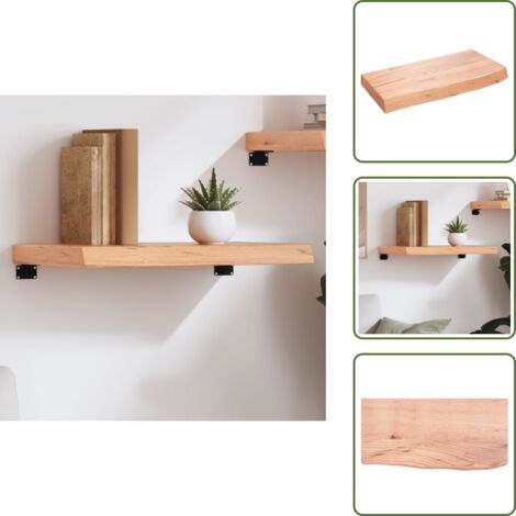 The Living Store Estante pared madera roble tratada marrón claro 60x30x(2-6) cm - Estante de madera