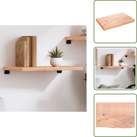 The Living Store Estante pared madera roble tratada marrón claro 60x40x(2-4) cm - Estante de madera