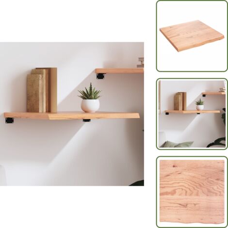 The Living Store Estante pared madera roble tratada marrón claro 60x60x(2-4) cm - Estante de madera