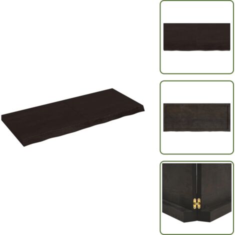 The Living Store Estante pared madera roble tratada marrón oscuro 120x50x(2-6)cm - Estante de roble