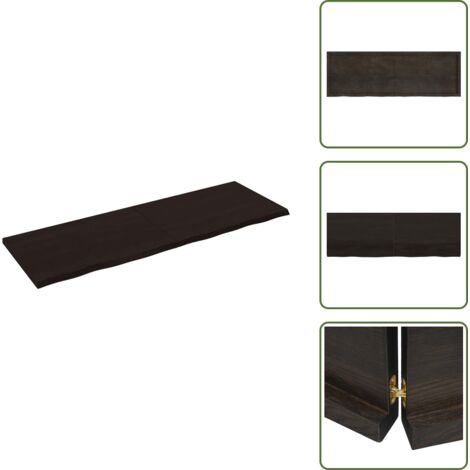 The Living Store Estante pared madera roble tratada marrón oscuro 180x60x(2-4)cm - Estante de roble