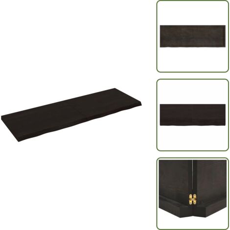 The Living Store Estante pared madera roble tratada marrón oscuro 180x60x(2-6)cm - Estante de madera