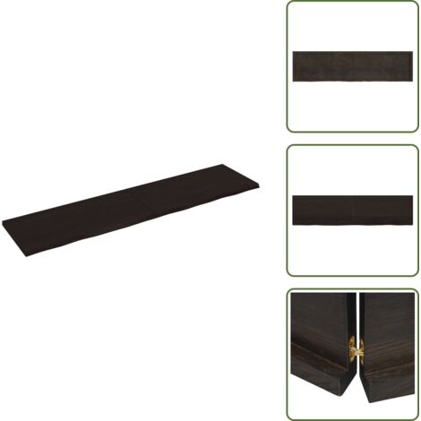 The Living Store Estante pared madera roble tratada marrón oscuro 200x50x(2-4)cm - Estante de madera