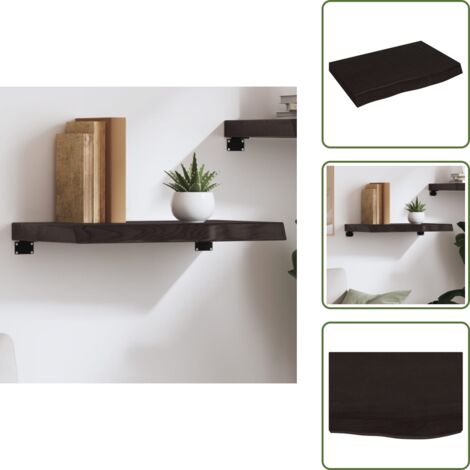 The Living Store Estante pared madera roble tratada marrón oscuro 60x40x(2-6) cm - Estante de madera