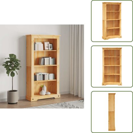 The Living Store Estantería 4 niveles Corona Range de pino mexicano 80x29x150 cm - Estantería de pino