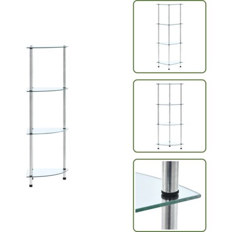 The Living Store Estantería 4 niveles cristal templado transparente 30x30x100 cm - Estantería de 4 niveles