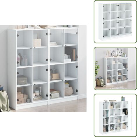 The Living Store Estantería con puertas madera de ingeniería negro 136x37x142 cm - Estantería con puertas