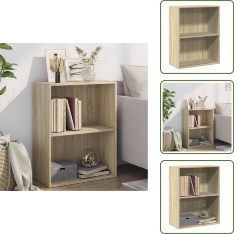 The Living Store Estantería de 2 niveles contrachapada color roble 60x30x76,5cm - Estantería de madera