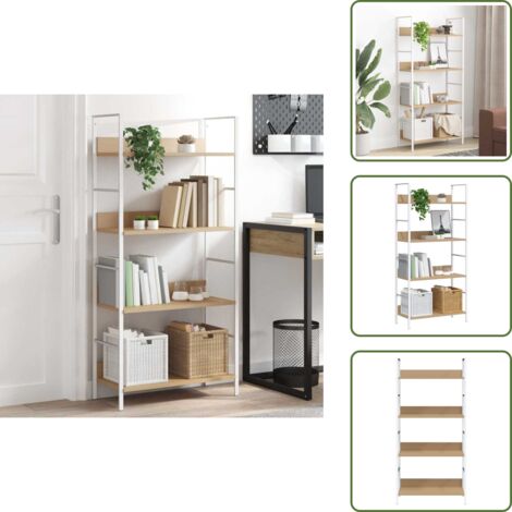 The Living Store Estantería de 4 niveles madera ingeniería roble 60x27,6x124,5cm - Estantería de madera