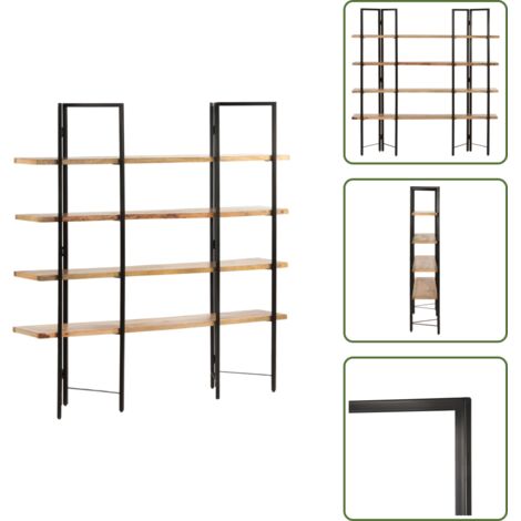 The Living Store Estantería de 4 niveles madera maciza de mango 160x35x160 cm - Estantería de madera
