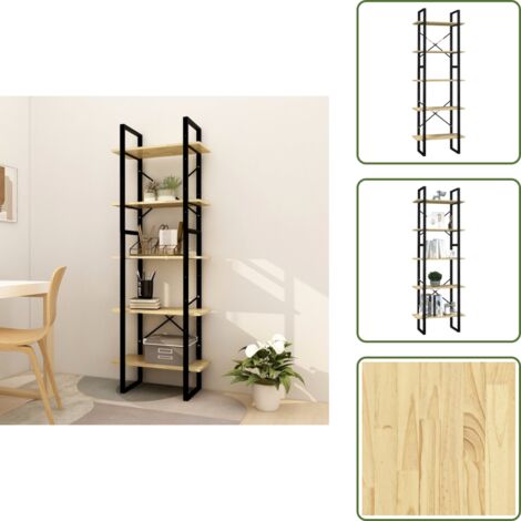 The Living Store Estantería de 5 niveles madera maciza pino 60x30x175 cm - Estantería de libros