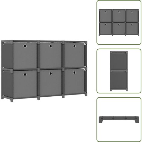The Living Store Estantería de 6 cubos con cajas de tela gris 103x30x72,5 cm - Estantería decorativa