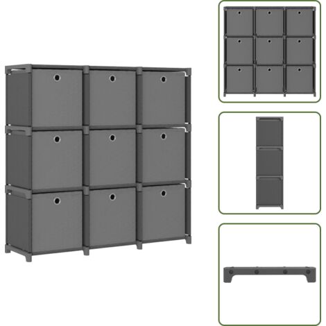 The Living Store Estantería de 9 cubos con cajas de tela gris 103x30x107,5 cm - Estantería decorativa