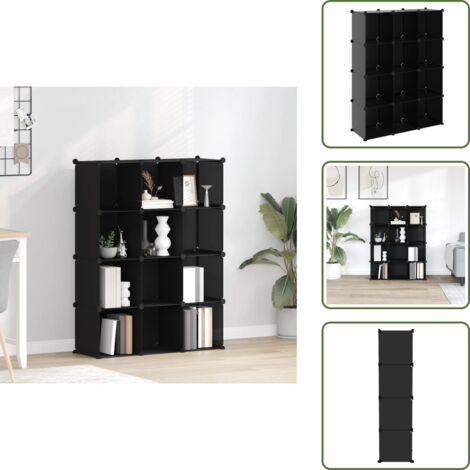 The Living Store Estantería de cubos con 12 compartimentos negro PP - Almacenamiento