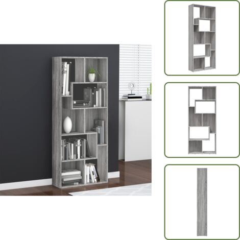 The Living Store Estantería de madera contrachapada gris Sonoma 67x24x161 cm - Estantería gris