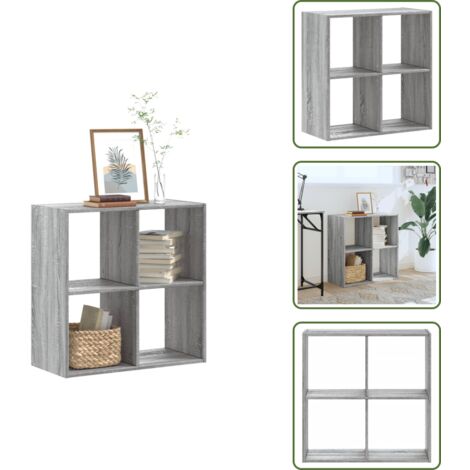 The Living Store Estantería de madera de ingeniería gris Sonoma 68,5x32x68,5 cm - Estantería gris