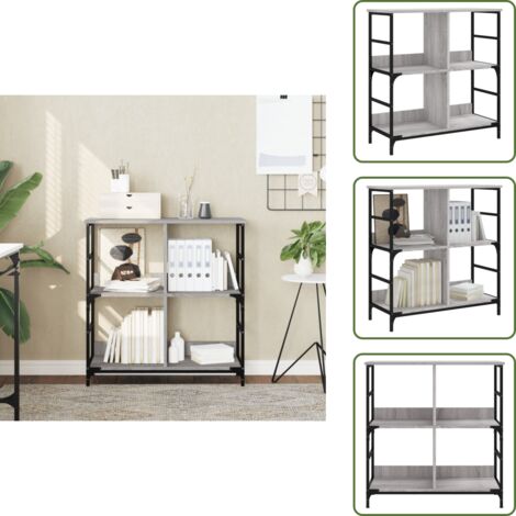 The Living Store Estantería de madera de ingeniería gris Sonoma 78,5x33x82 cm - Estantería industrial