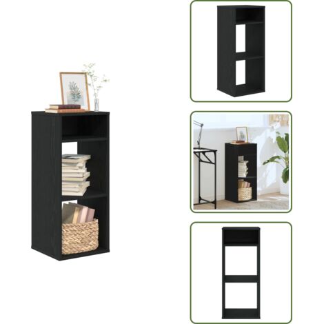 The Living Store Estantería de madera de ingeniería negra 34x31x80 cm - Estantería de libros